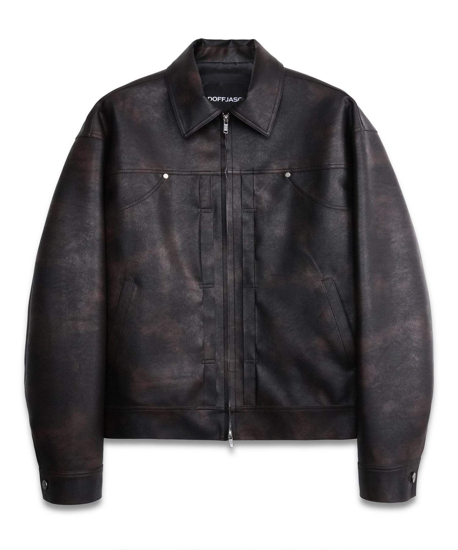 MUSINSA | DOFFJASON Two-Tone Leather Trucker Jacket
