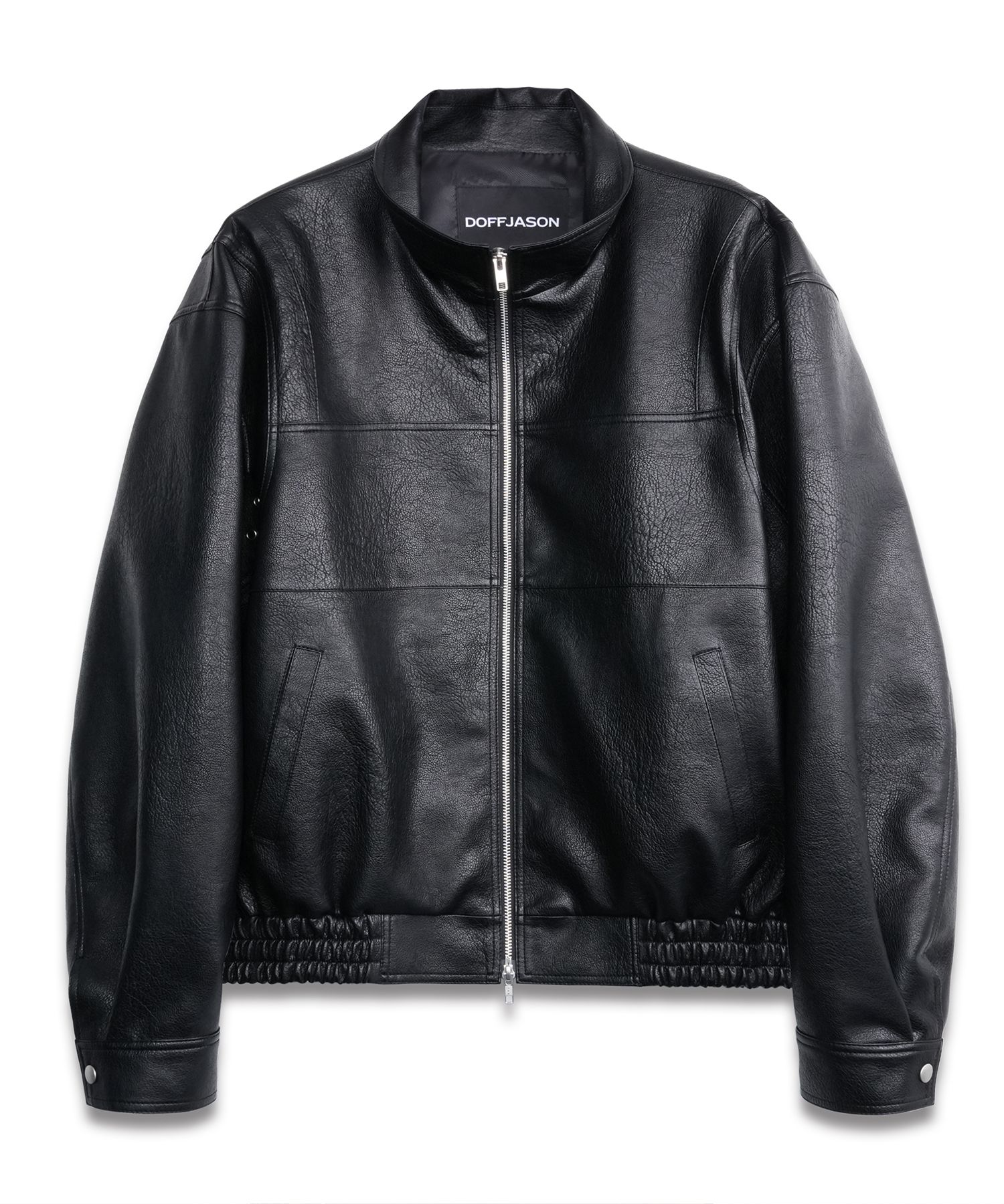 DoffJason ブラックレザージャケット L ☆関税込☆DOFFJASON☆Overfit vegan leather single jacket