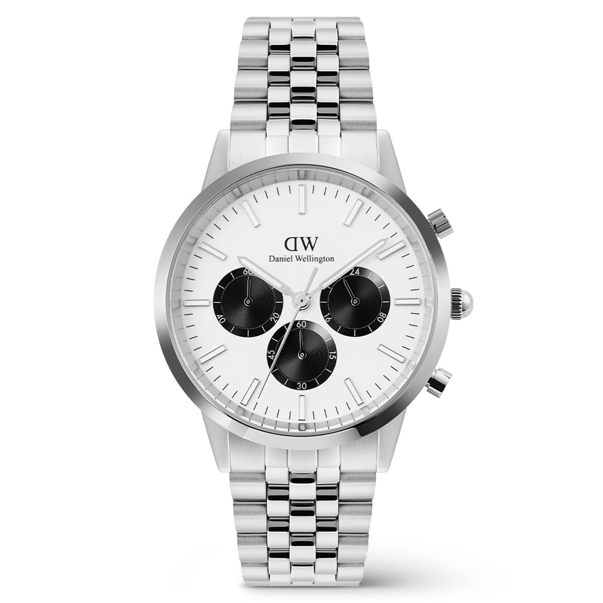 다니엘 웰링턴(DANIEL WELLINGTON) ICONIC CHRONOGRAPH LINK 오프화이트 판다 쿼츠 남성메탈시계