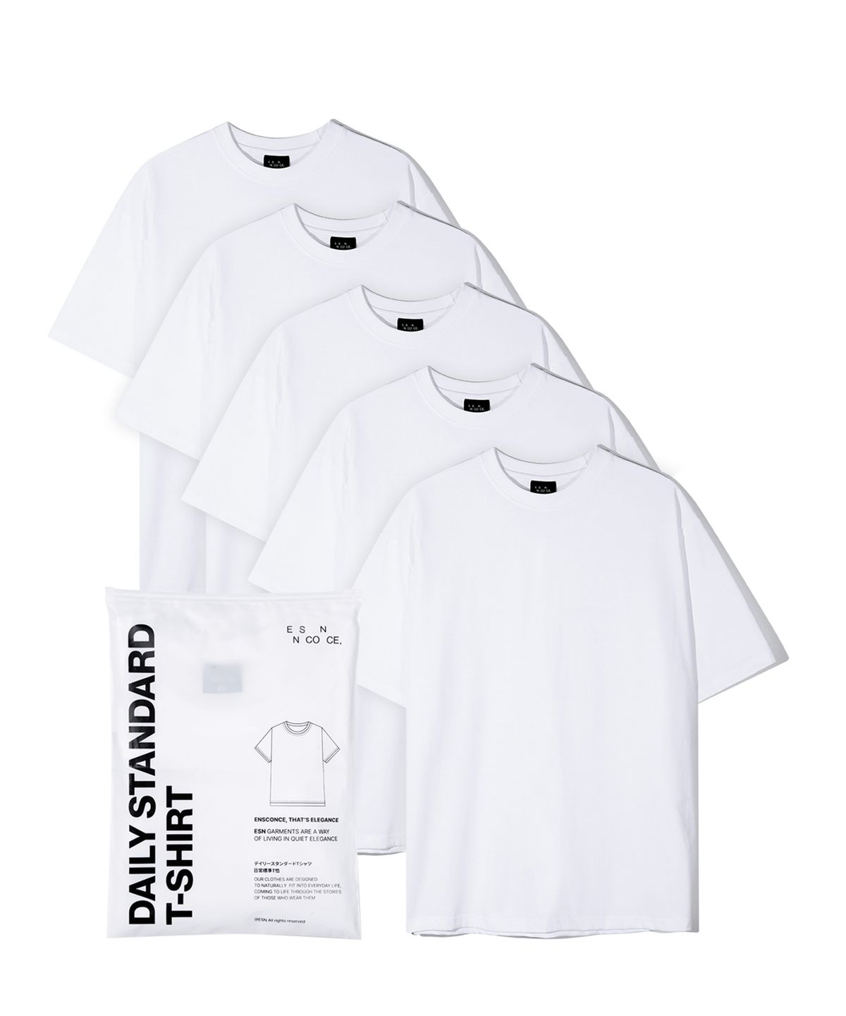 이에스엔(ESN) [5 PACK SET] 데일리 스탠다드 티셔츠