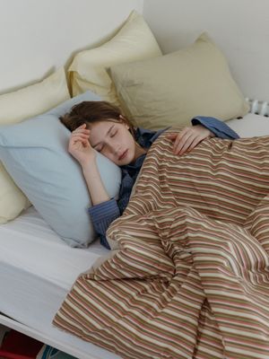 모카 스트라이프 60수 고밀도 옥수수솜 무봉제 차렵이불 SS/Q/K/EK