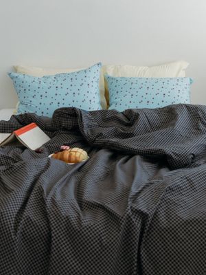 블랙 더블 체크 60수 고밀도 옥수수솜 무봉제 차렵이불 SS/Q/K/EK