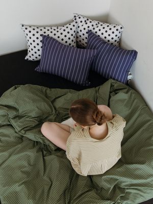 그린 더블 체크 60수 고밀도 옥수수솜 무봉제 차렵이불 SS/Q/K/EK