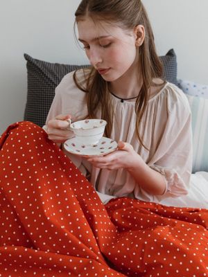 레드 도트 60수 고밀도 옥수수솜 무봉제 차렵이불 SS/Q/K/EK