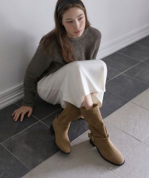 크리젤 버클 스트랩 미들부츠 (3cm)