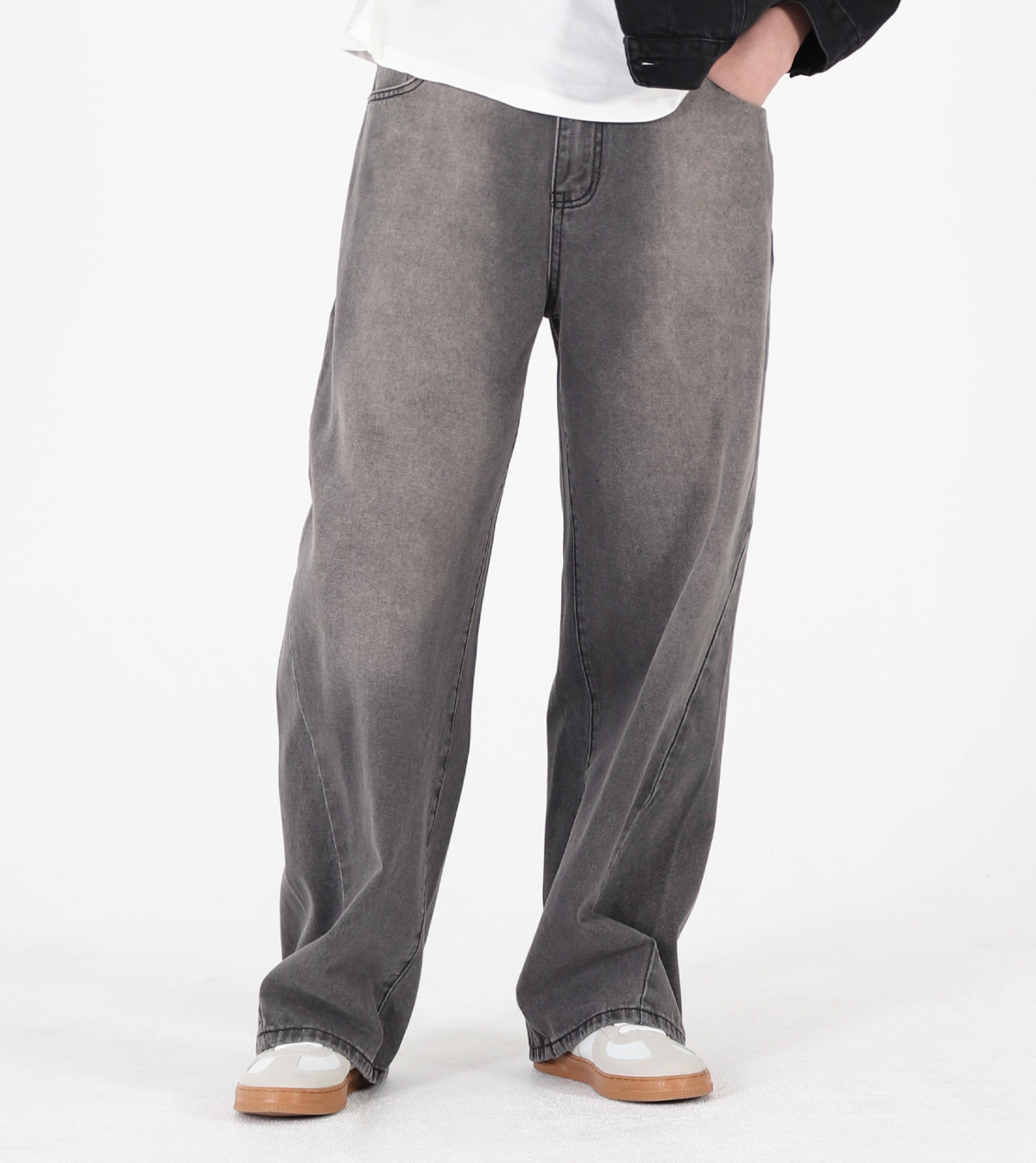 ★MUSINSA STANDARD★ Scrub washed wide denim pants grey MMEN MUSINSA | MUSINSA STANDARD SWEATPANTS [CHARCOAL GRAY]
