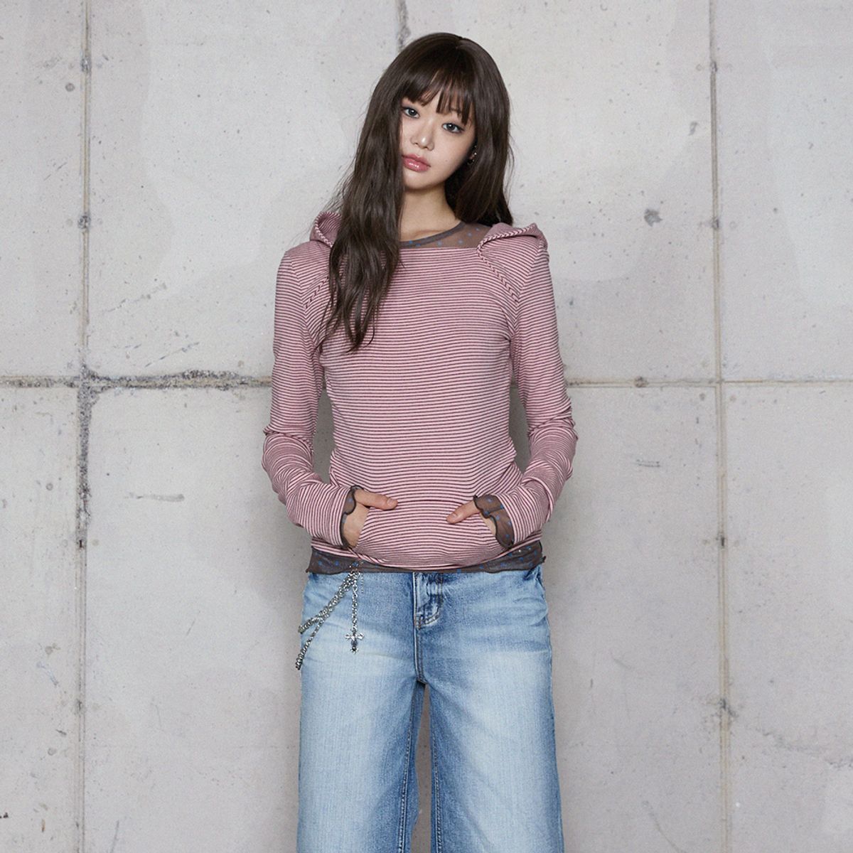 라라폭스(LALAFOX) SLIM POCKET HOODIE PINK BR4CL010