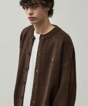 믹스드 크롭 니트 가디건 [브라운]
