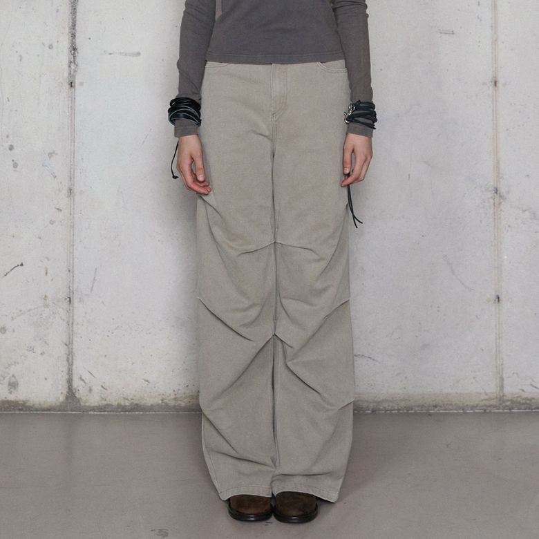 SIDE TUCK DENIM PANTS BROWN BR4DP002