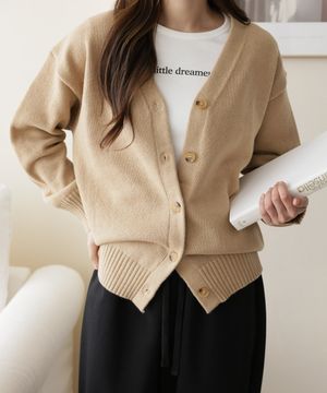 브이넥 소프트 루즈핏 버튼 니트 가디건 4COLOR