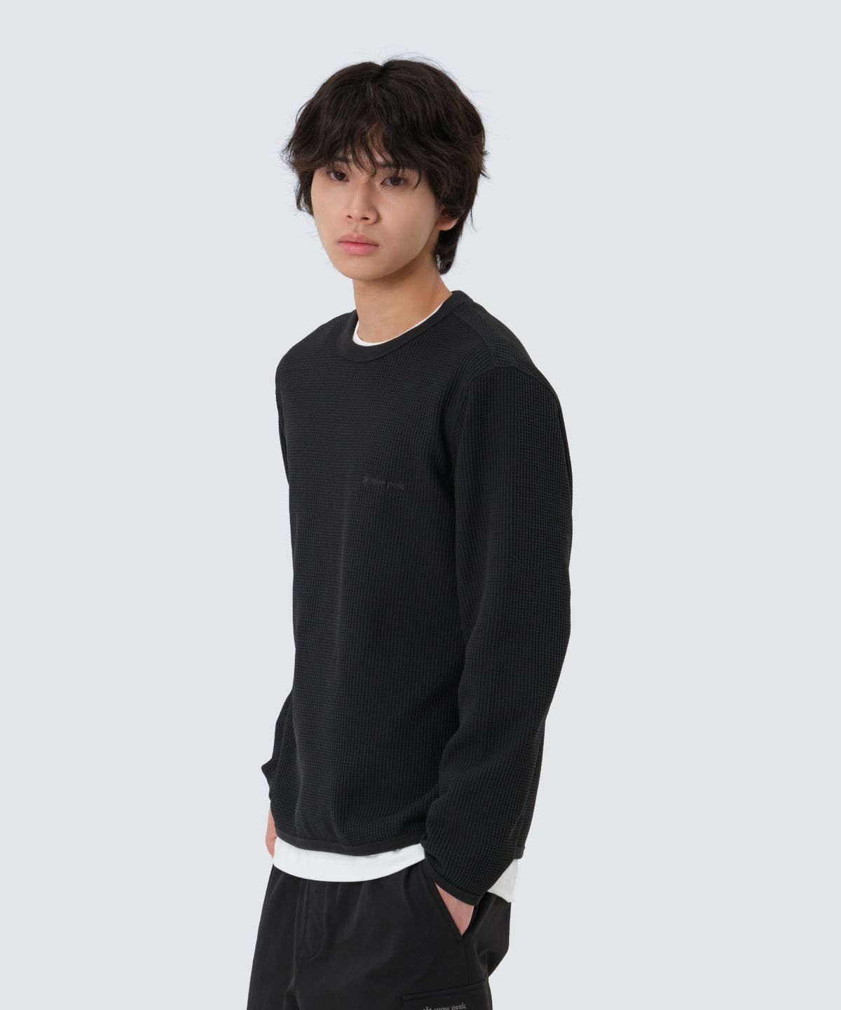 스노우피크 어패럴(SNOWPEAK APPAREL) 델타피크 와플 맨투맨 (S25FMTHT16) Black