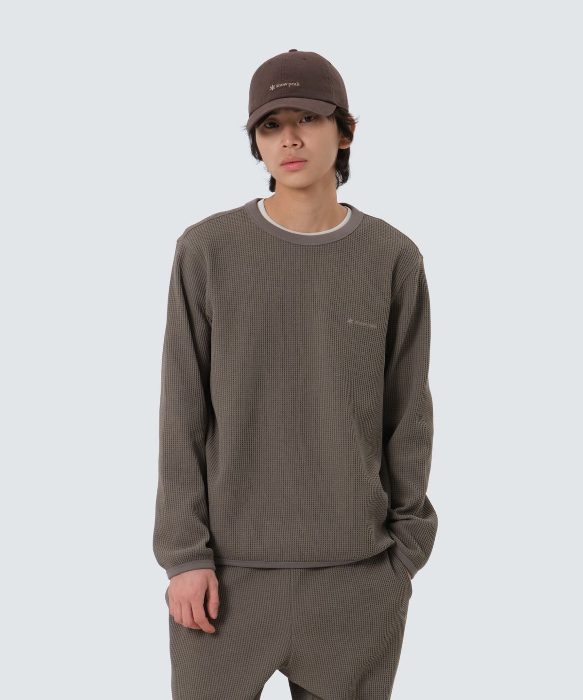 스노우피크 어패럴(SNOWPEAK APPAREL) 델타피크 와플 맨투맨 (S25FMTHT16) Dark Khaki