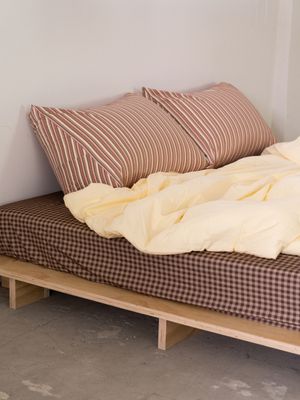 모카 스트라이프 고밀도 순면 삼각 등쿠션 커버