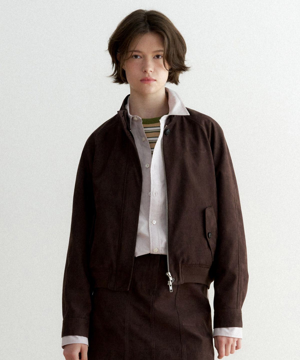 커버낫 우먼(COVERNAT WOMAN) 우먼 스웨이드 헤링턴자켓 Brown