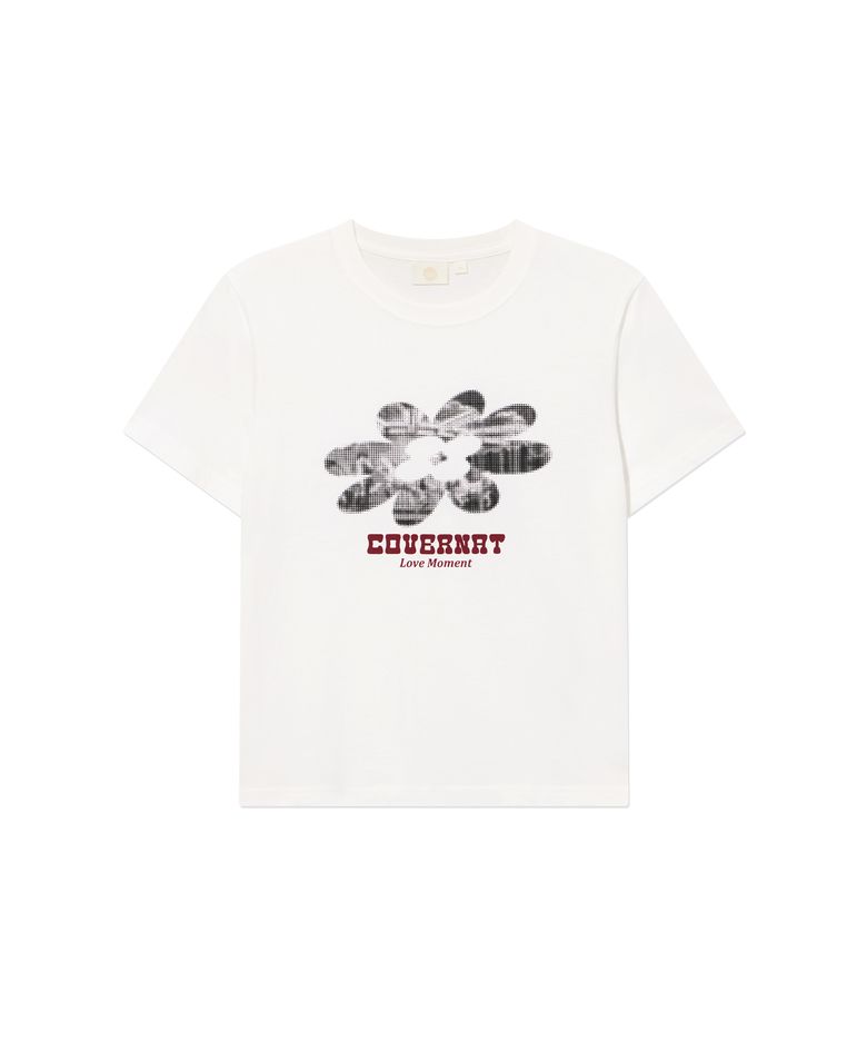 우먼 클로버 그래픽 반팔 티셔츠 Off White