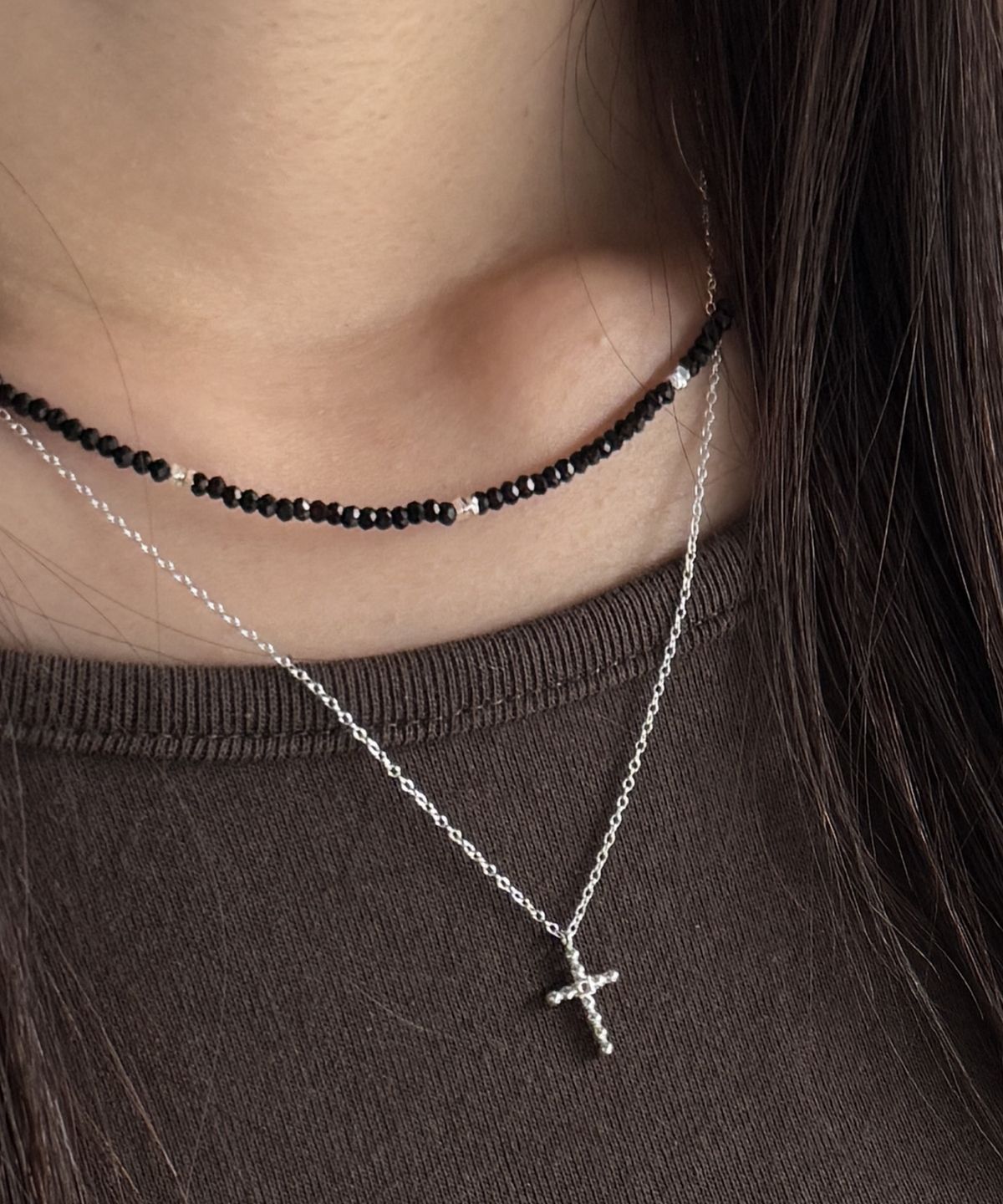 바라두(BARADU) 925 Luce ball cross necklace