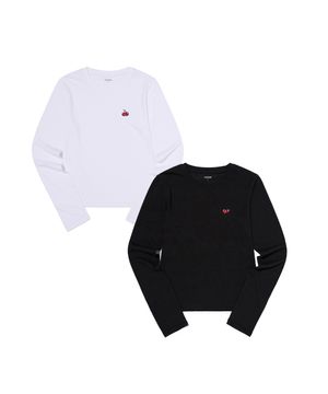 스몰 체리 슬림핏 모달 티셔츠 투팩 [멀티]