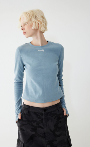 [Women] 할리 크롭 롱슬리브 티셔츠 라이트 블루_HH25311301