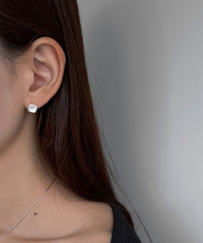 925 Matte square stud earrings