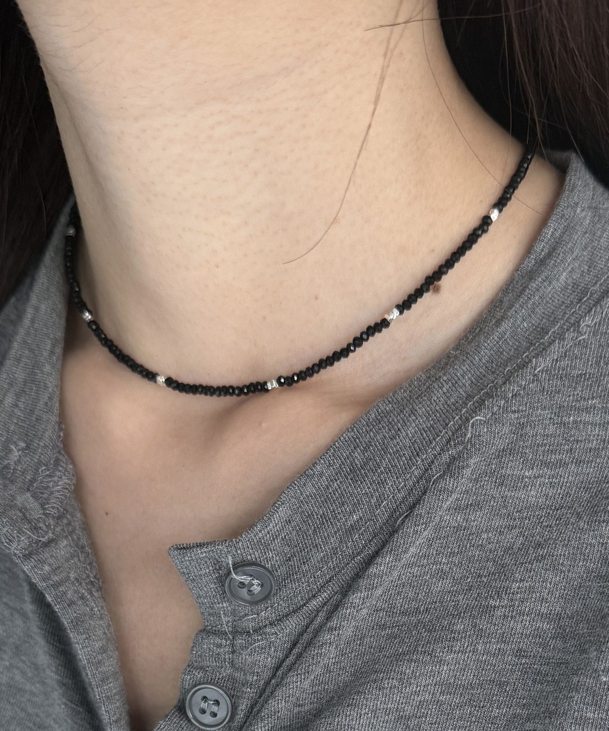 바라두(BARADU) 925 Black bead necklace