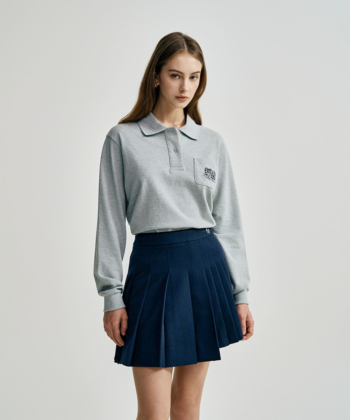 세르지오 타키니(SERGIO TACCHINI) W 클래식 여성 긴팔 폴로 (Melange Grey)