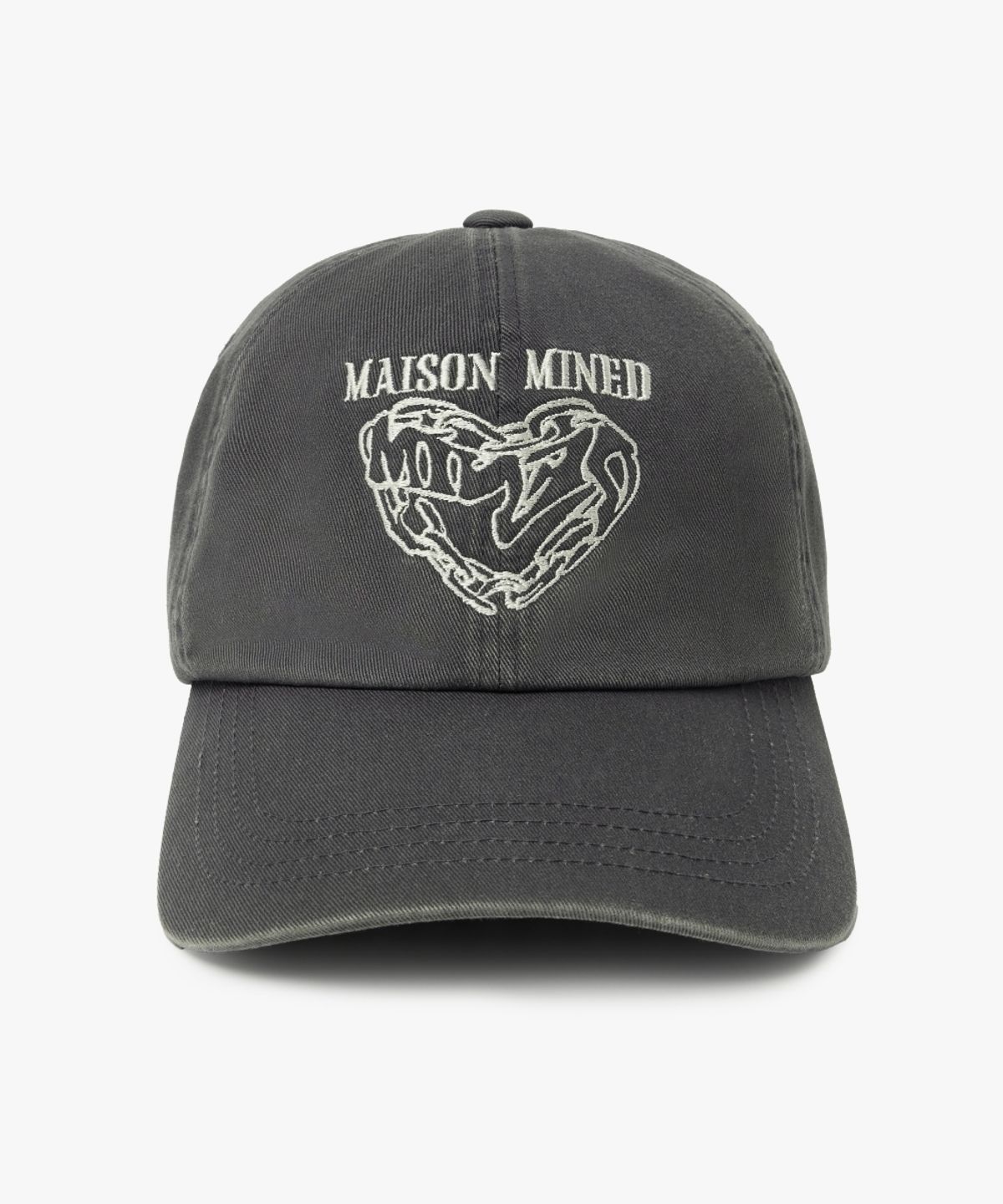 메종미네드(MAISON MINED) DOODLE HEART VINTAGE WASHED BALL CAP CHARCOAL