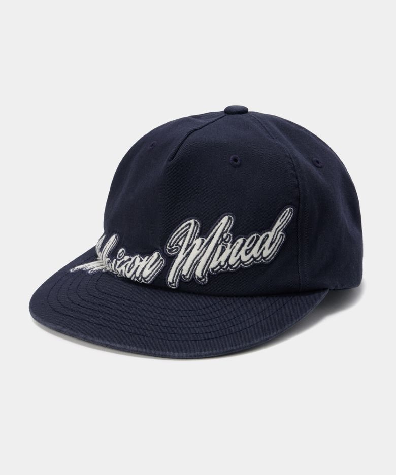 SCRIPT TYPE APPLIQUE BALL CAP NAVY