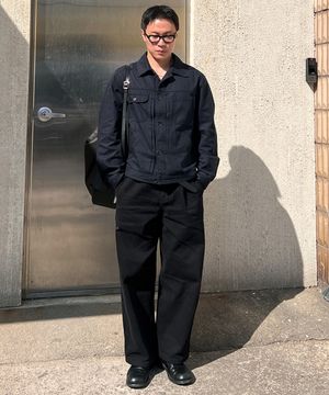 벨티드 워시드 코튼 팬츠 BK