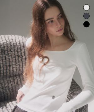 스퀘어넥 리브드 롱 슬리브 [3COLOR]