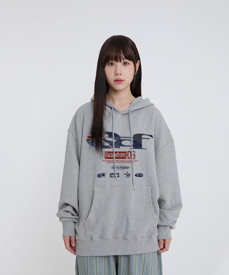 브리티쉬 빈티지 ESCF 로고 콜라주 프린트 후드티 [3color]