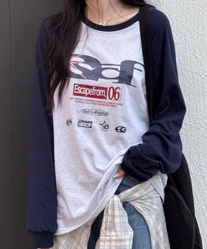 브리티쉬 빈티지 ESCF 로고 콜라주 프린트 롱슬리브 [3color]
