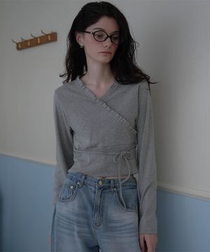 Wrap Frill Long Sleeve [Melange]