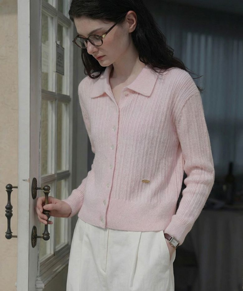 Pastel Collar Knit Cardigan [Pink]