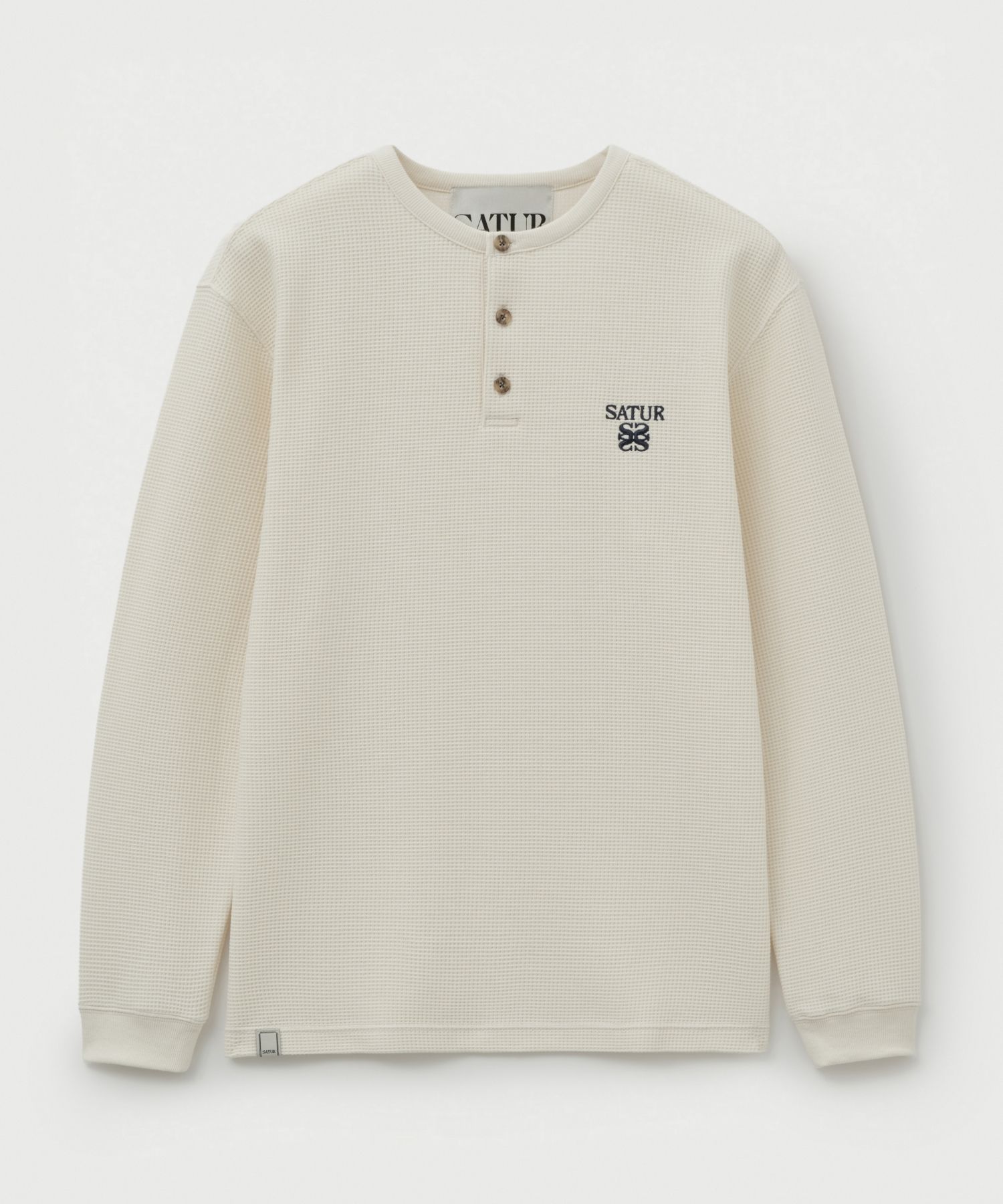 MUSINSA公式 | SATUR ワッフルヘンリーネックTシャツクリーム