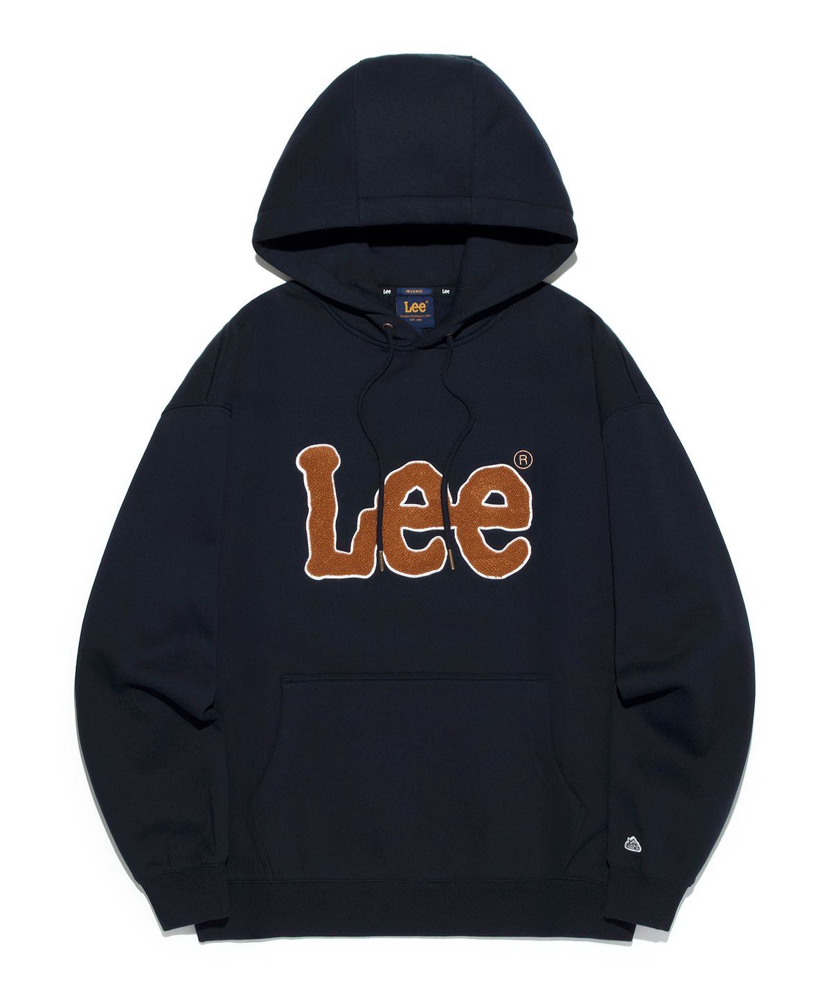 리(LEE) 부클 트위치 로고 기모 후드 티셔츠 네이비
