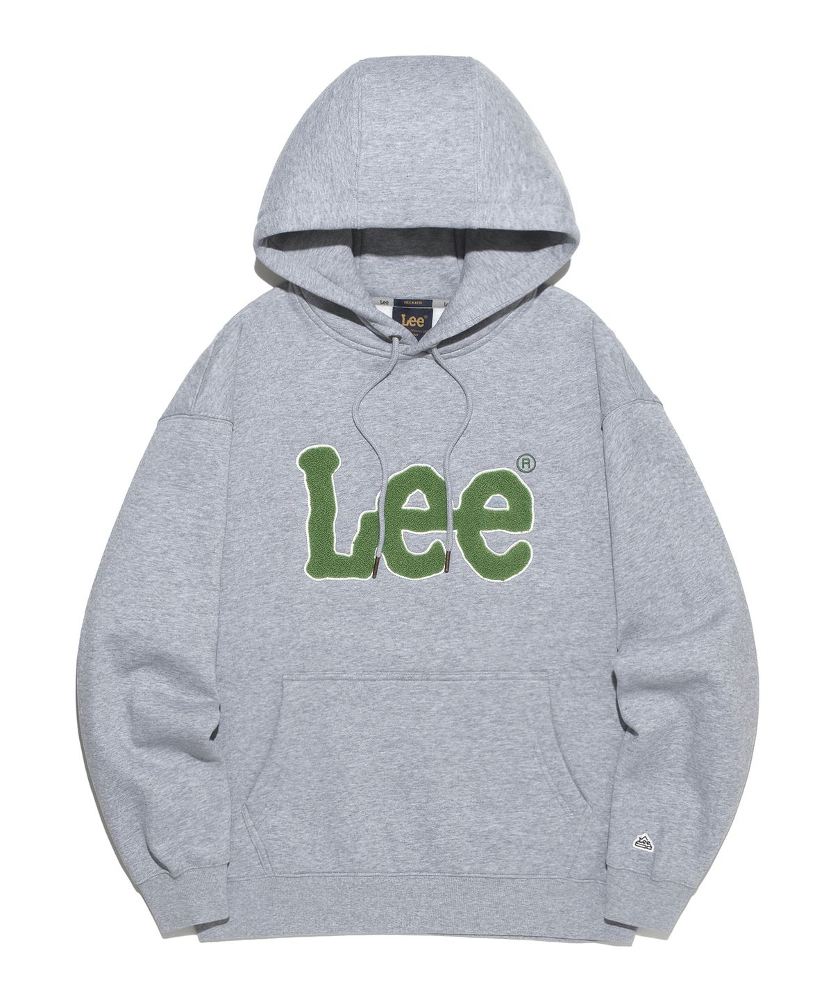 리(LEE) 부클 트위치 로고 기모 후드 티셔츠 그레이