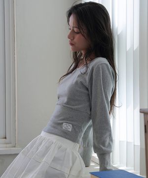Slim U-neck Long Sleeve [Melange]