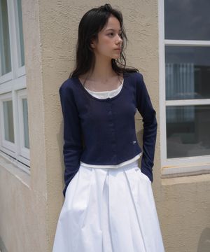 Lace Layered Cardigan [Navy]