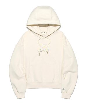 우먼 리진스 스티치 후드 티셔츠 크림