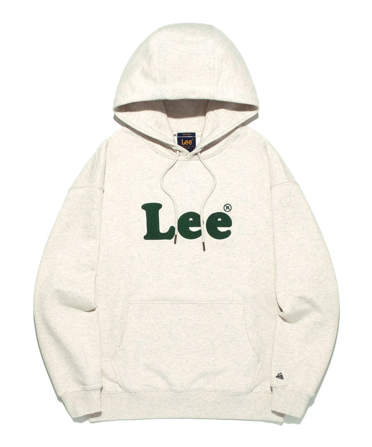 리(LEE) 빈티지 로고 펠트자수 후드 티셔츠 오트밀