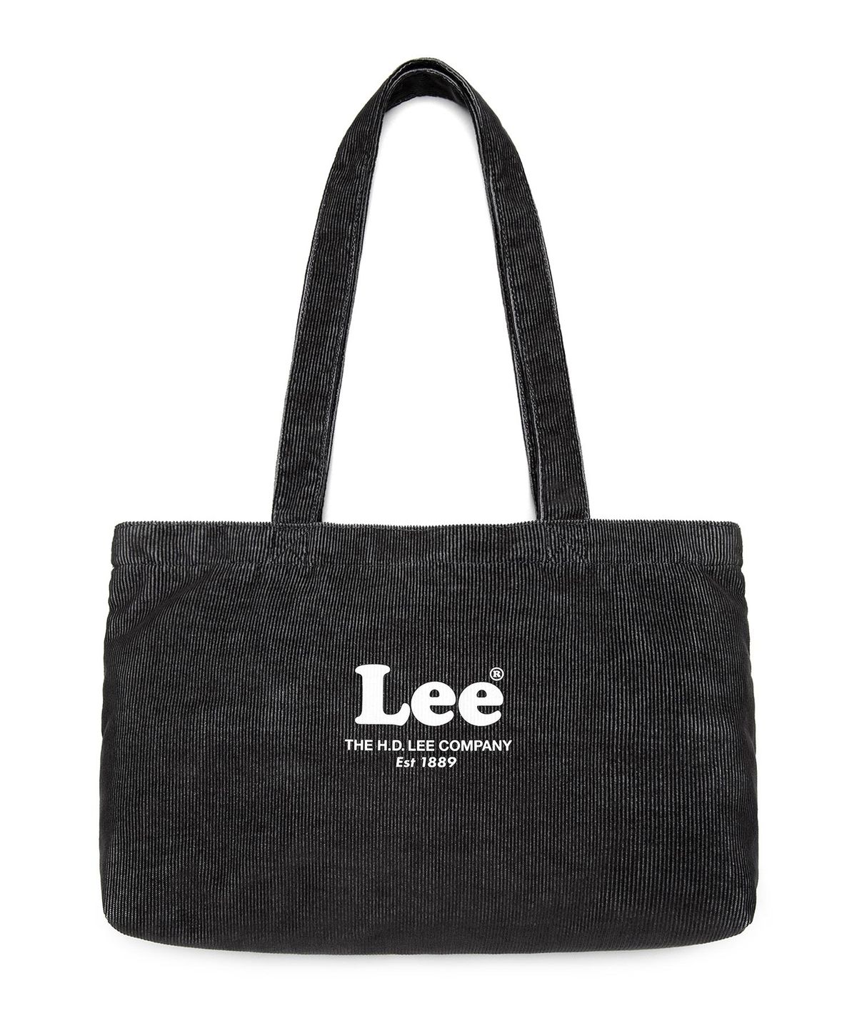 리(LEE) 빈티지 로고 코듀로이 에코백 챠콜