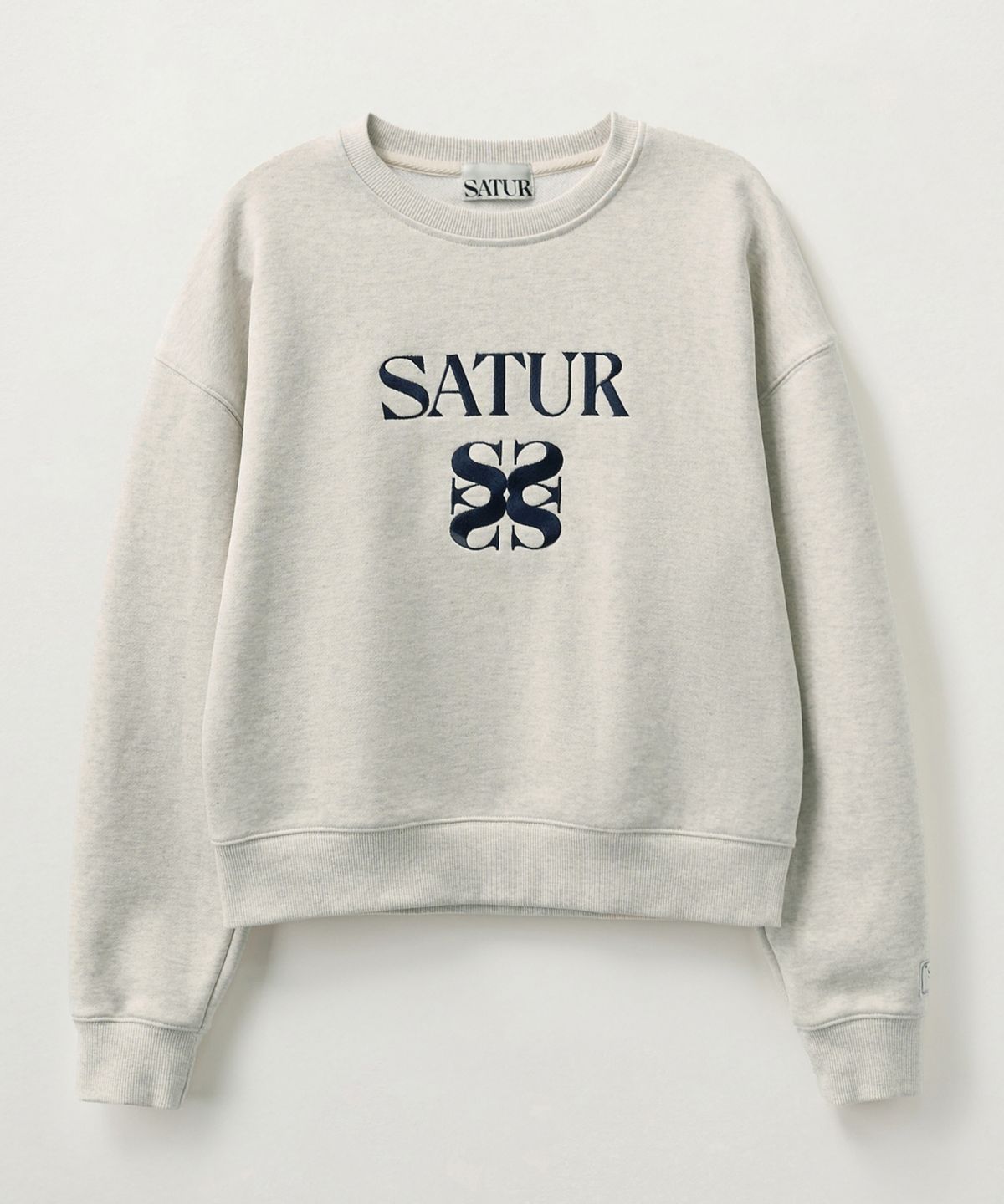 세터(SATUR) (W) 클래식 로고 크롭 스웨트셔츠 멜란지 아이보리