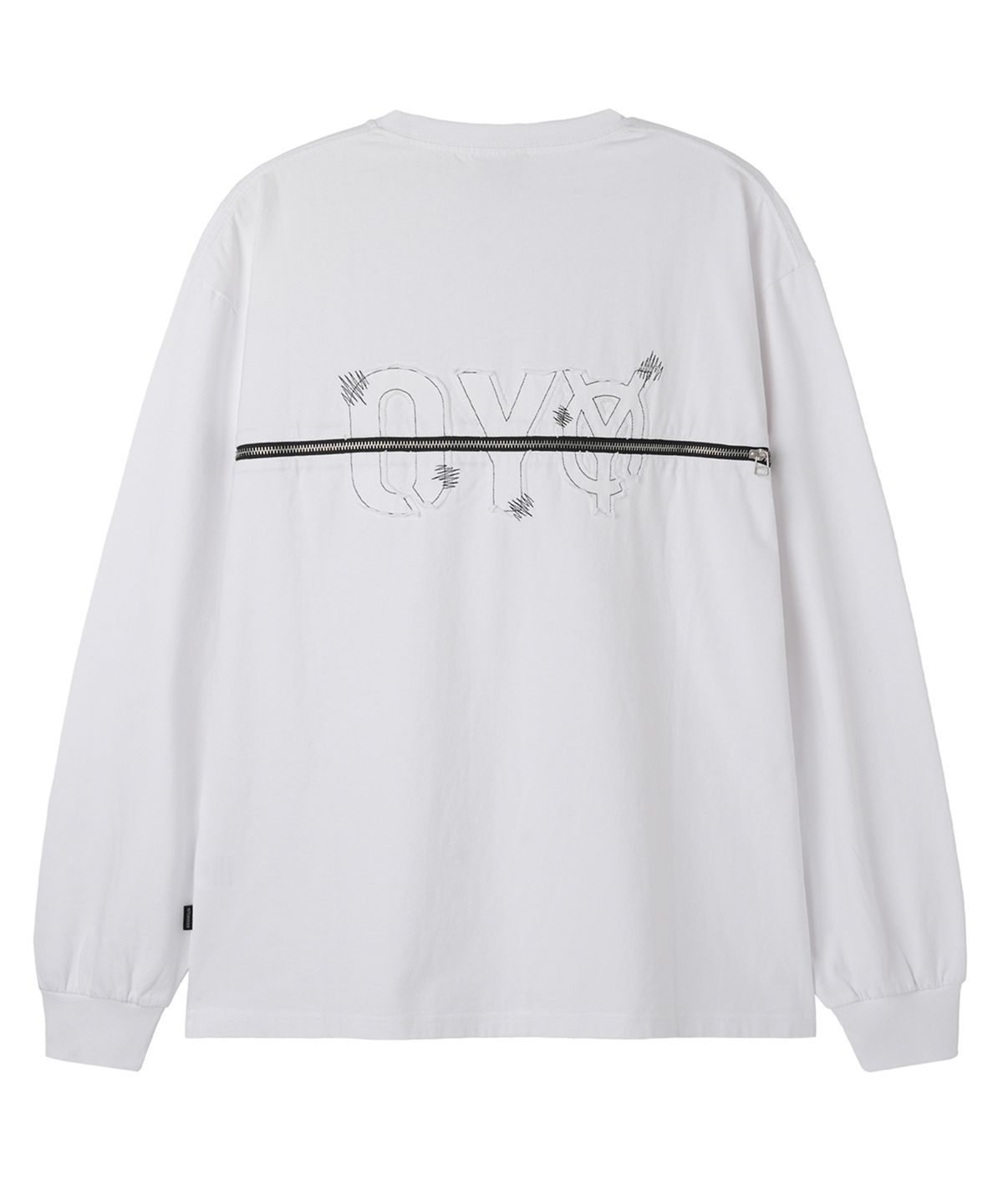 오픈야드(오와이)(OPENYARD(OY)) BACK ZIPPER LOGO L/S TEE - WHITE