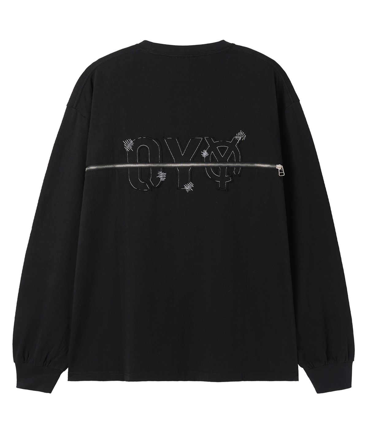 오픈야드(오와이)(OPENYARD(OY)) BACK ZIPPER LOGO L/S TEE - BLACK