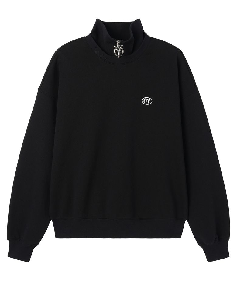 LOGO ZIPPER SWEATSHIRT - BLACK