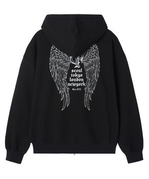 HOLY WINGS HOODIE ZIP UP - BLACK