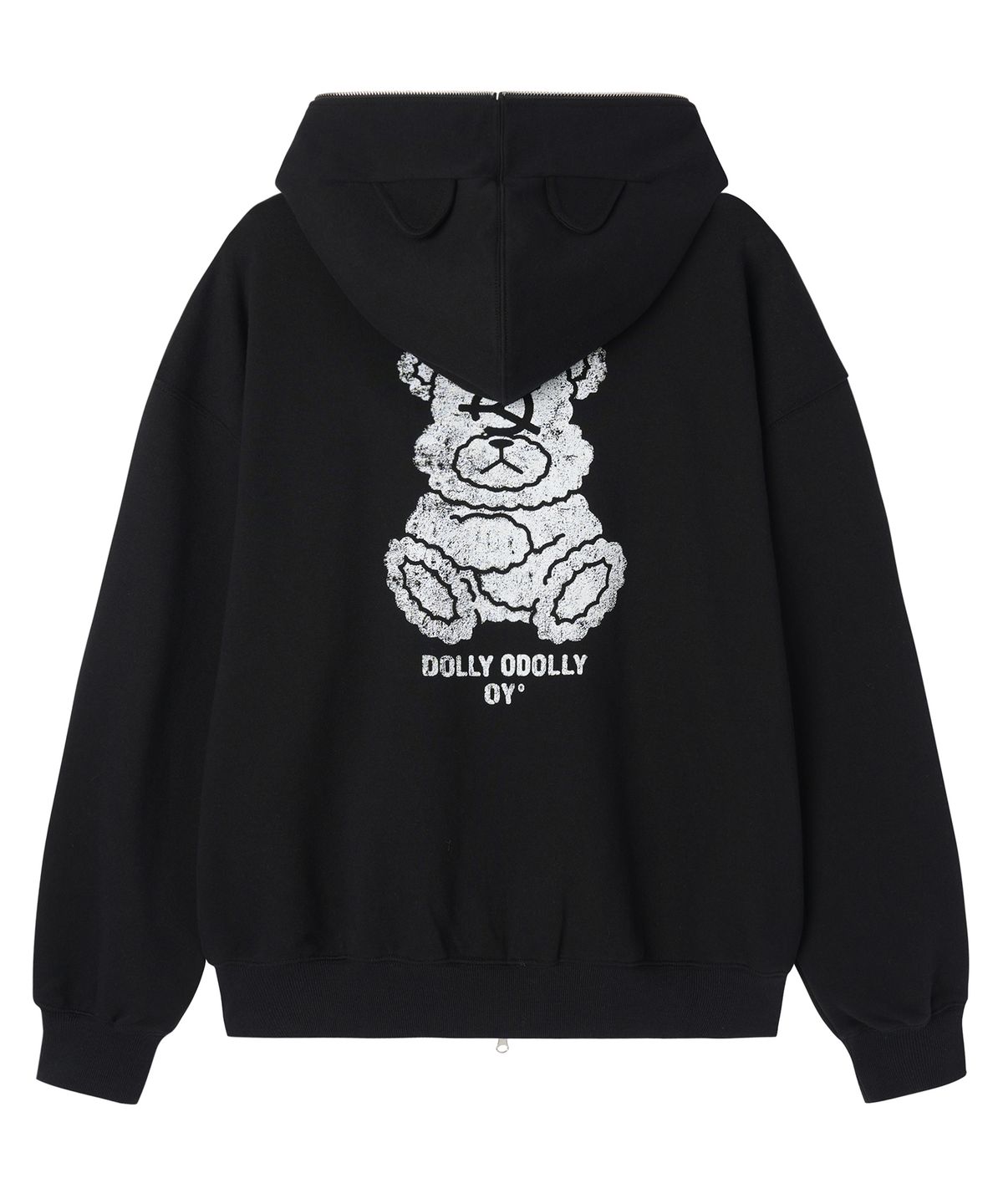 오픈야드(오와이)(OPENYARD(OY)) FADED DOLLY MASK HOODIE ZIP UP - BLACK