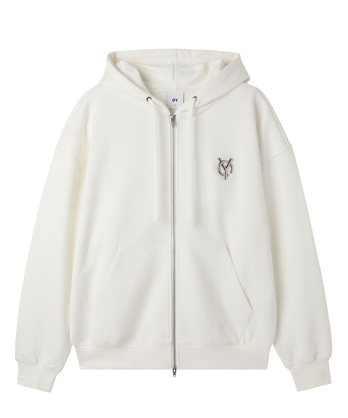오픈야드(오와이)(OPENYARD(OY)) METAL LOGO HOODIE ZIP UP - WHITE