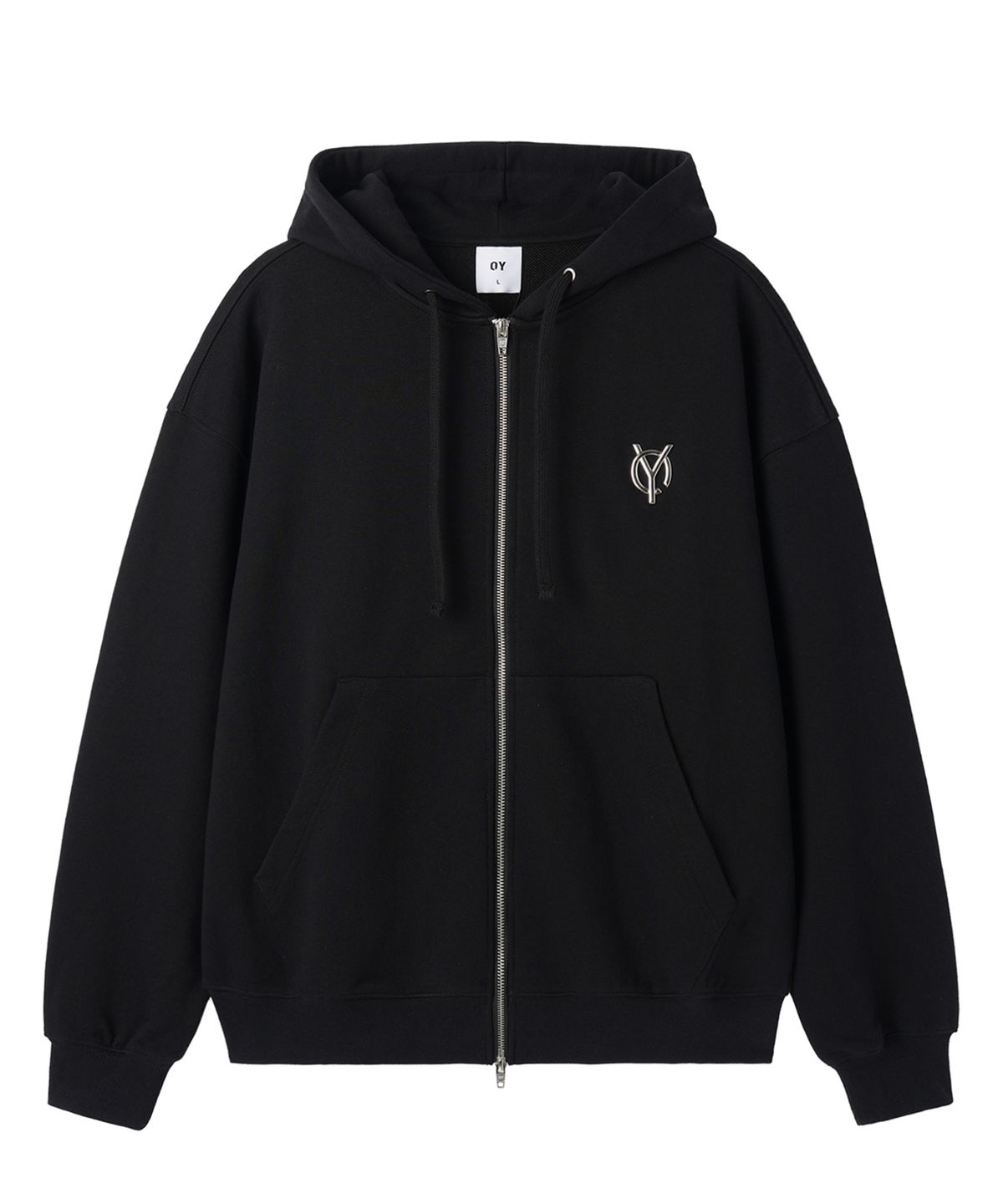 오픈야드(오와이)(OPENYARD(OY)) METAL LOGO HOODIE ZIP UP - BLACK
