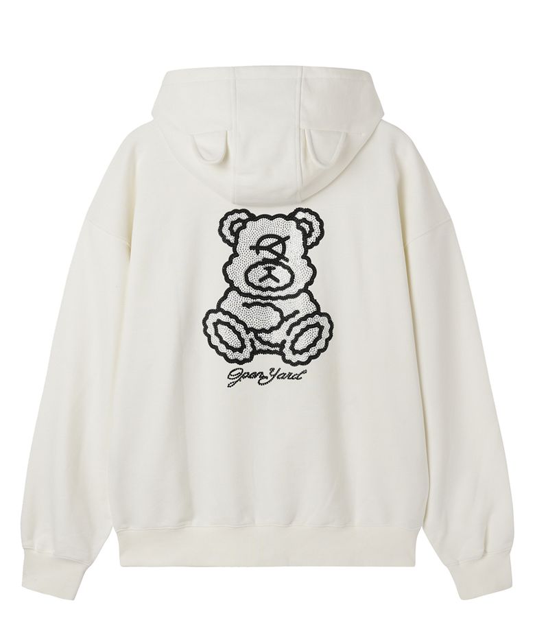 DOLLY STONE EAR HOODIE ZIP UP - WHITE